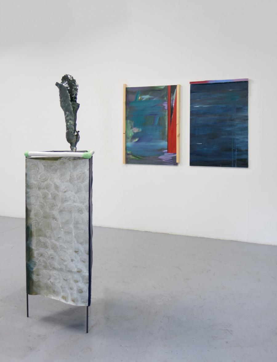 Installationsansicht, Ausstellung BLUE BAYOU, Kunstraum am Schauplatz, 2017, Foto: Christopher Steinweber 